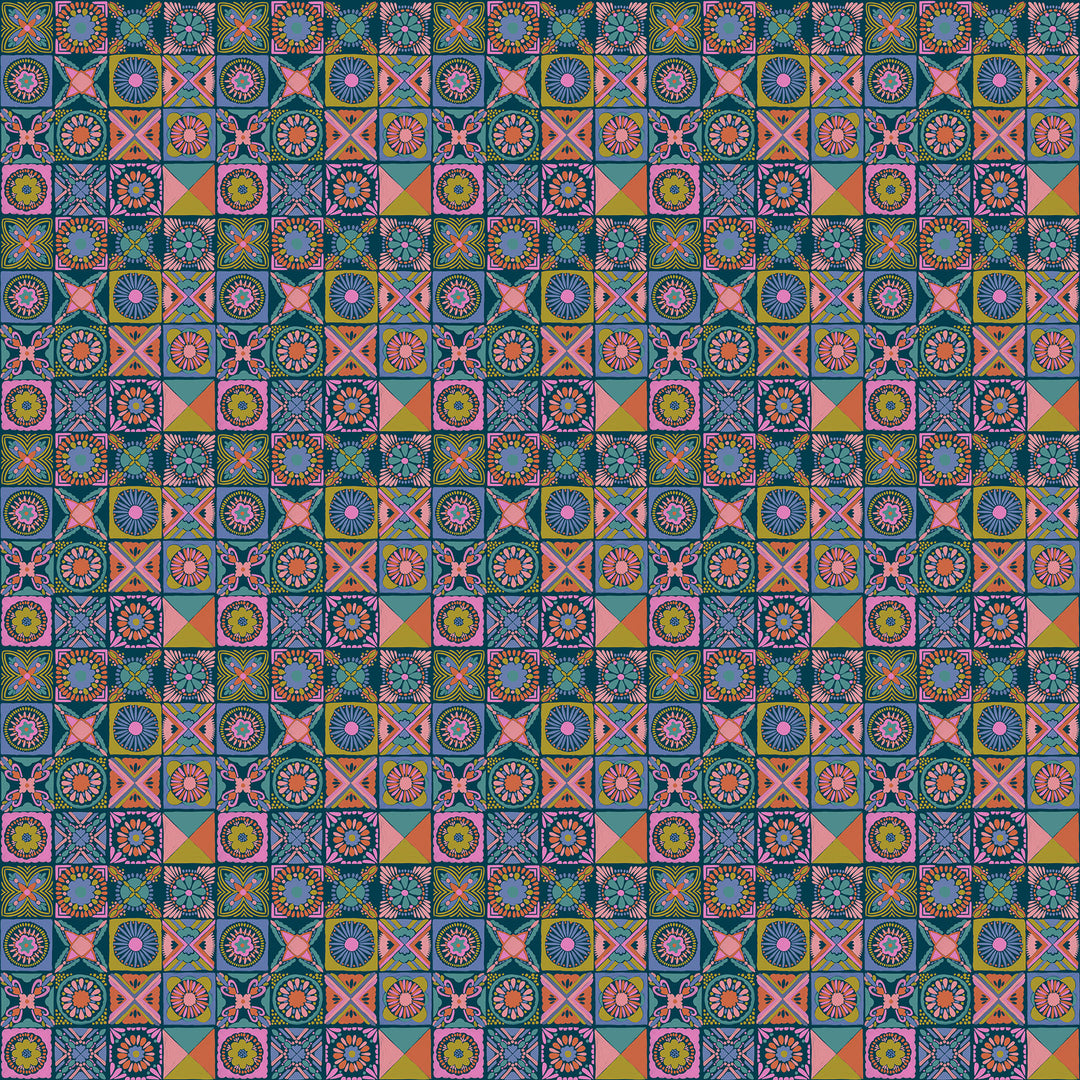 Cottage Kitchen in Navy quilting fabric, part of the Rhapsody fabric collection by Anna Maria Parry (SKU: AMT168-47L)