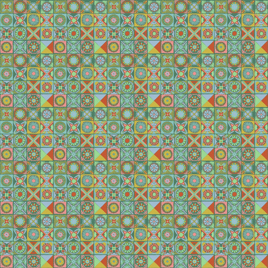 Cottage Kitchen in Jade quilting fabric, part of the Rhapsody fabric collection by Anna Maria Parry (SKU: AMT168-74V)