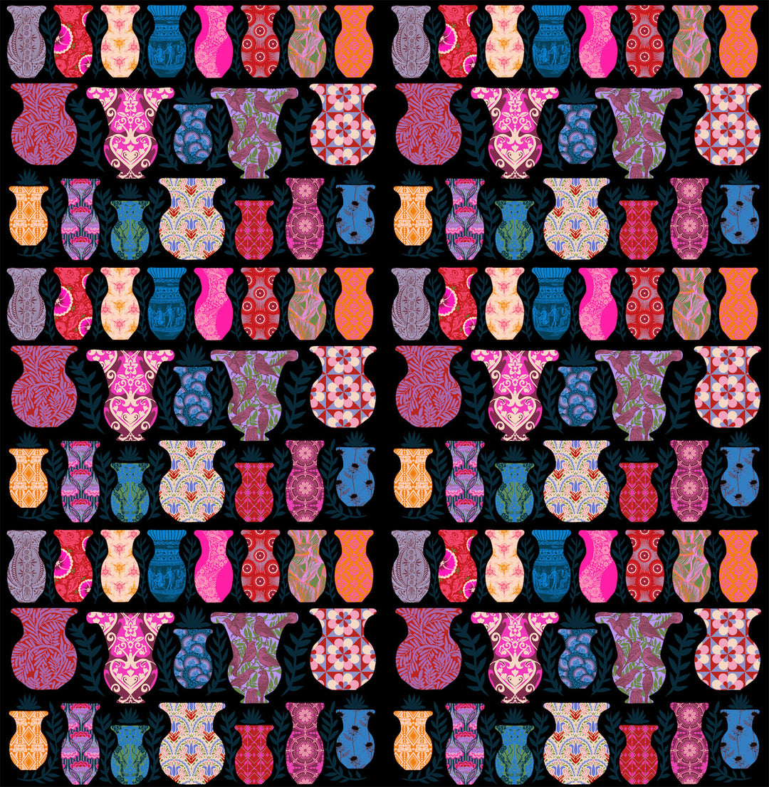 Anniversary Vases quilting fabric, part of the Rhapsody fabric collection by Anna Maria Parry (SKU: AMT173-99)