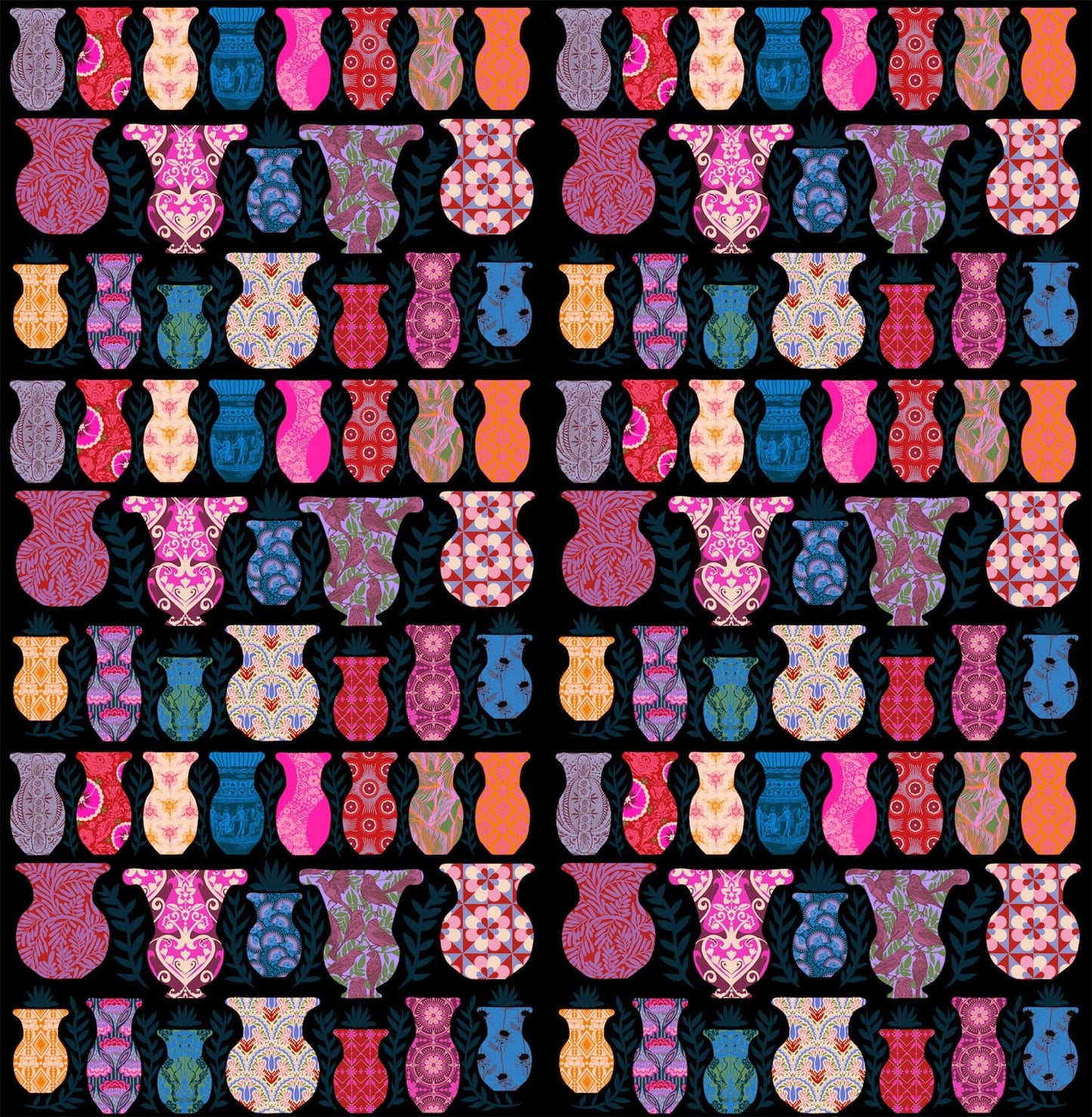 Anniversary Vases quilting fabric, part of the Rhapsody fabric collection by Anna Maria Parry (SKU: AMT173-99)