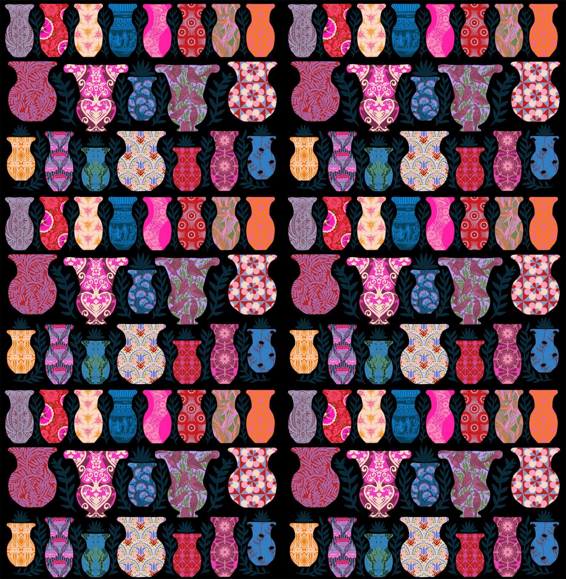 Anniversary Vases quilting fabric, part of the Rhapsody fabric collection by Anna Maria Parry (SKU: AMT173-99)