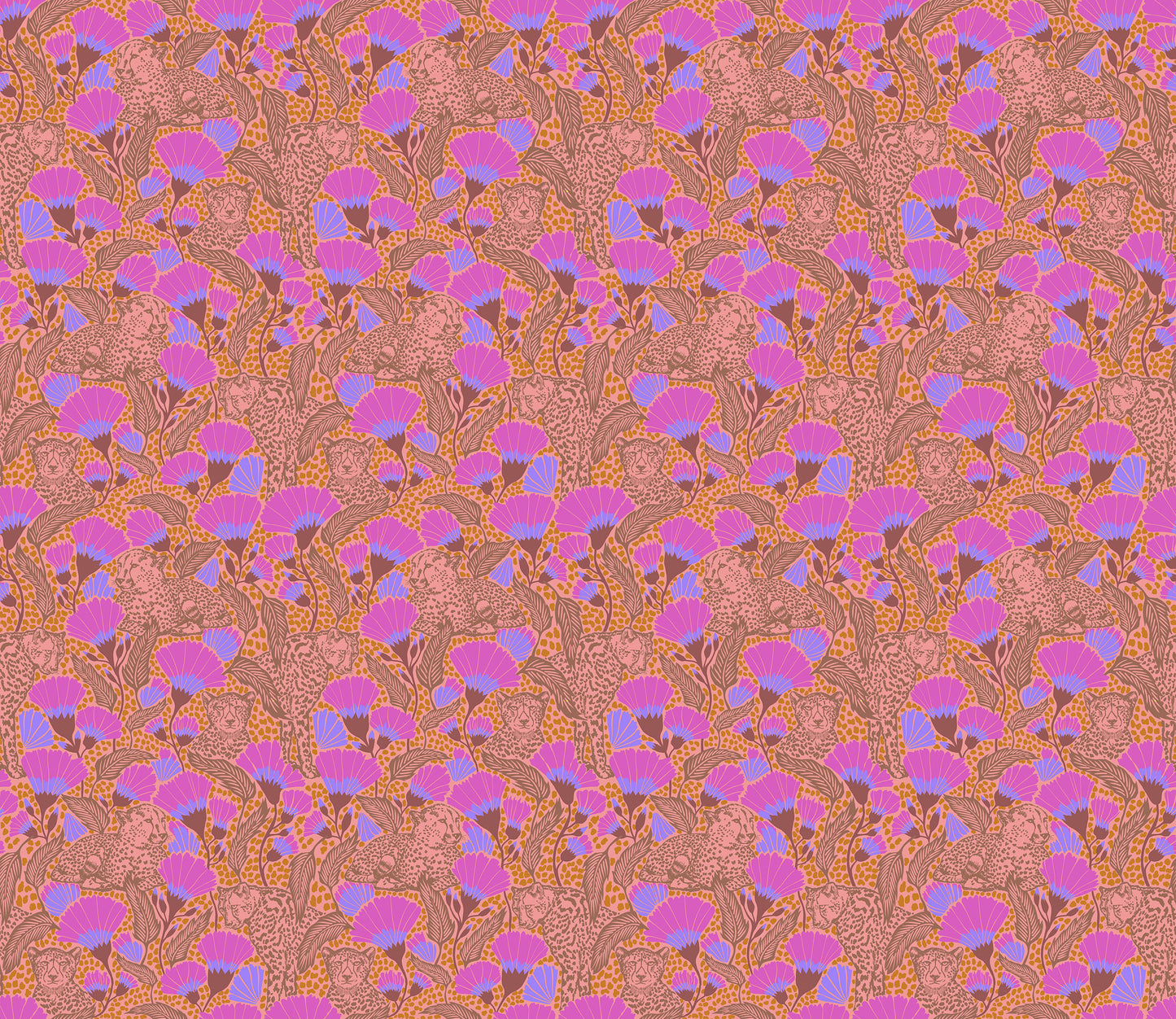 Cheetah Cloth in Coral quilting fabric, part of the Mosaic Menagerie fabric collection by Anna Maria Textiles (SKU: AMT191-23L)