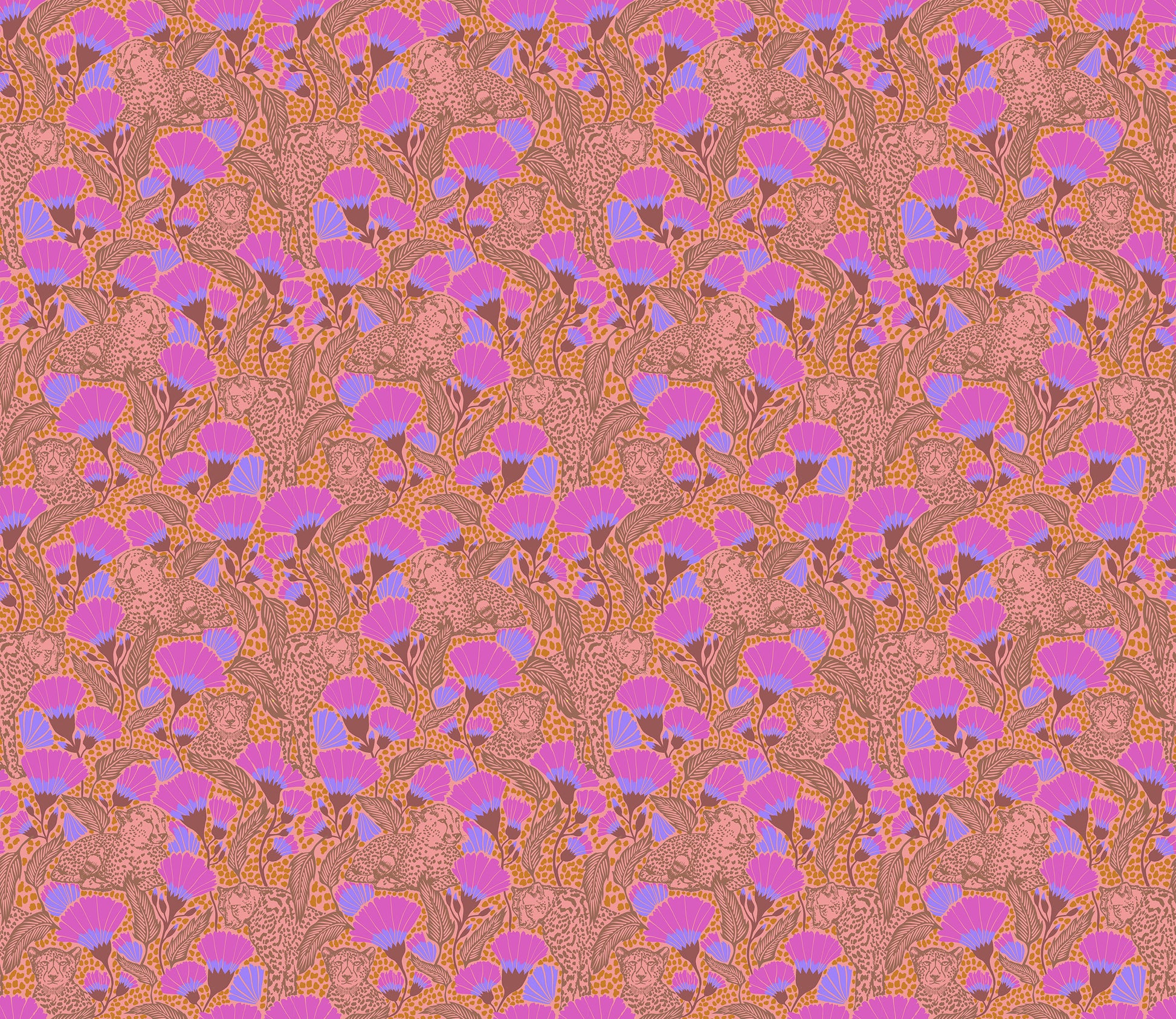 Cheetah Cloth in Coral quilting fabric, part of the Mosaic Menagerie fabric collection by Anna Maria Textiles (SKU: AMT191-23L)