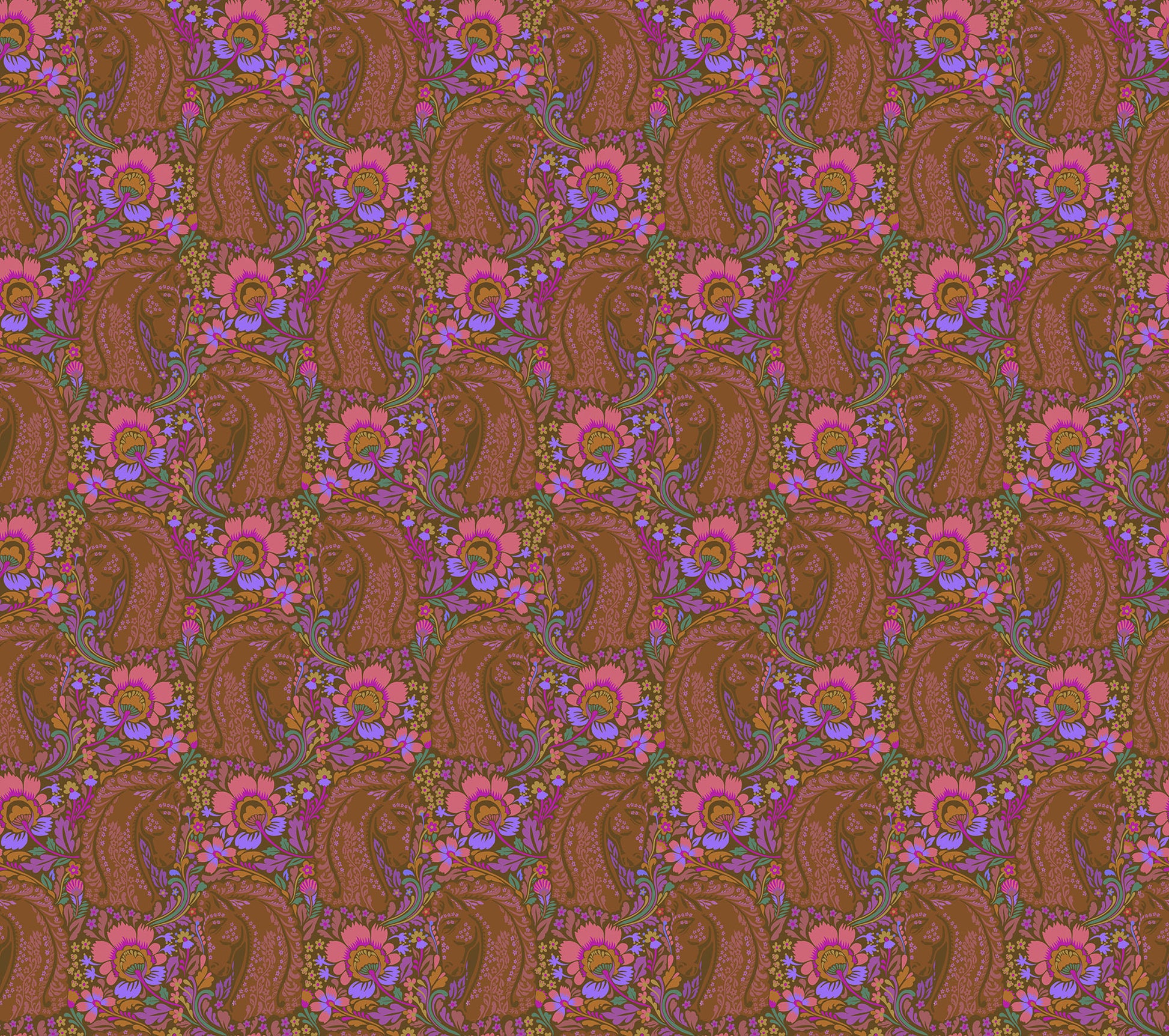 Mane Event in Amber quilting fabric, part of the Mosaic Menagerie fabric collection by Anna Maria Textiles (SKU: AMT192-36V)