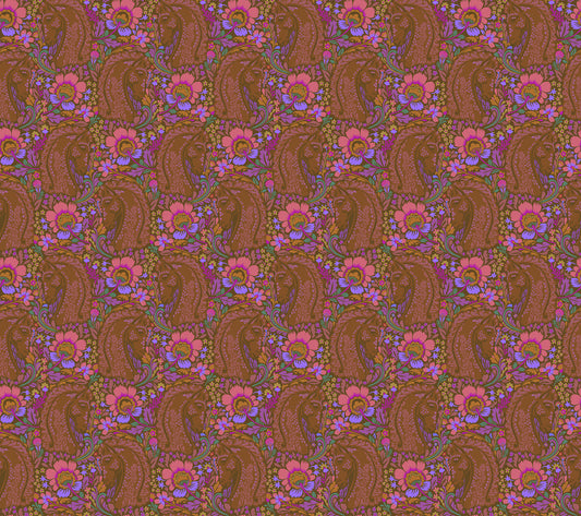 Mane Event in Amber quilting fabric, part of the Mosaic Menagerie fabric collection by Anna Maria Textiles (SKU: AMT192-36V)