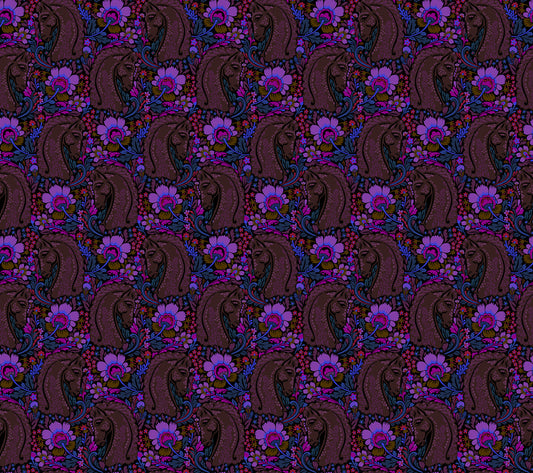 Mane Event in Onyx quilting fabric, part of the Mosaic Menagerie fabric collection by Anna Maria Textiles (SKU: AMT192-99L)