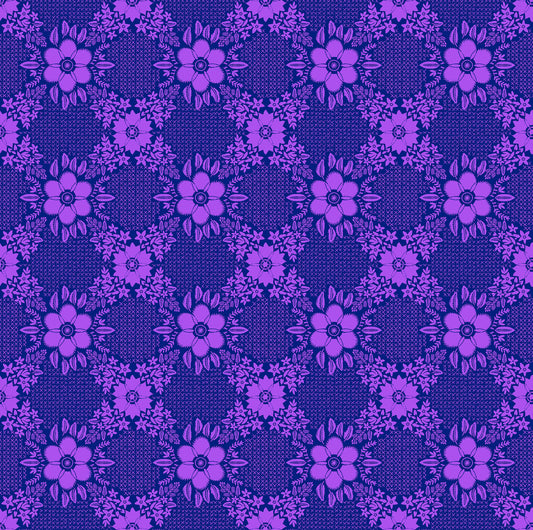 Embroidery in Grape quilting fabric, part of the Sunseekers fabric collection by Anna Maria Textiles (SKU: AMT194-86L)