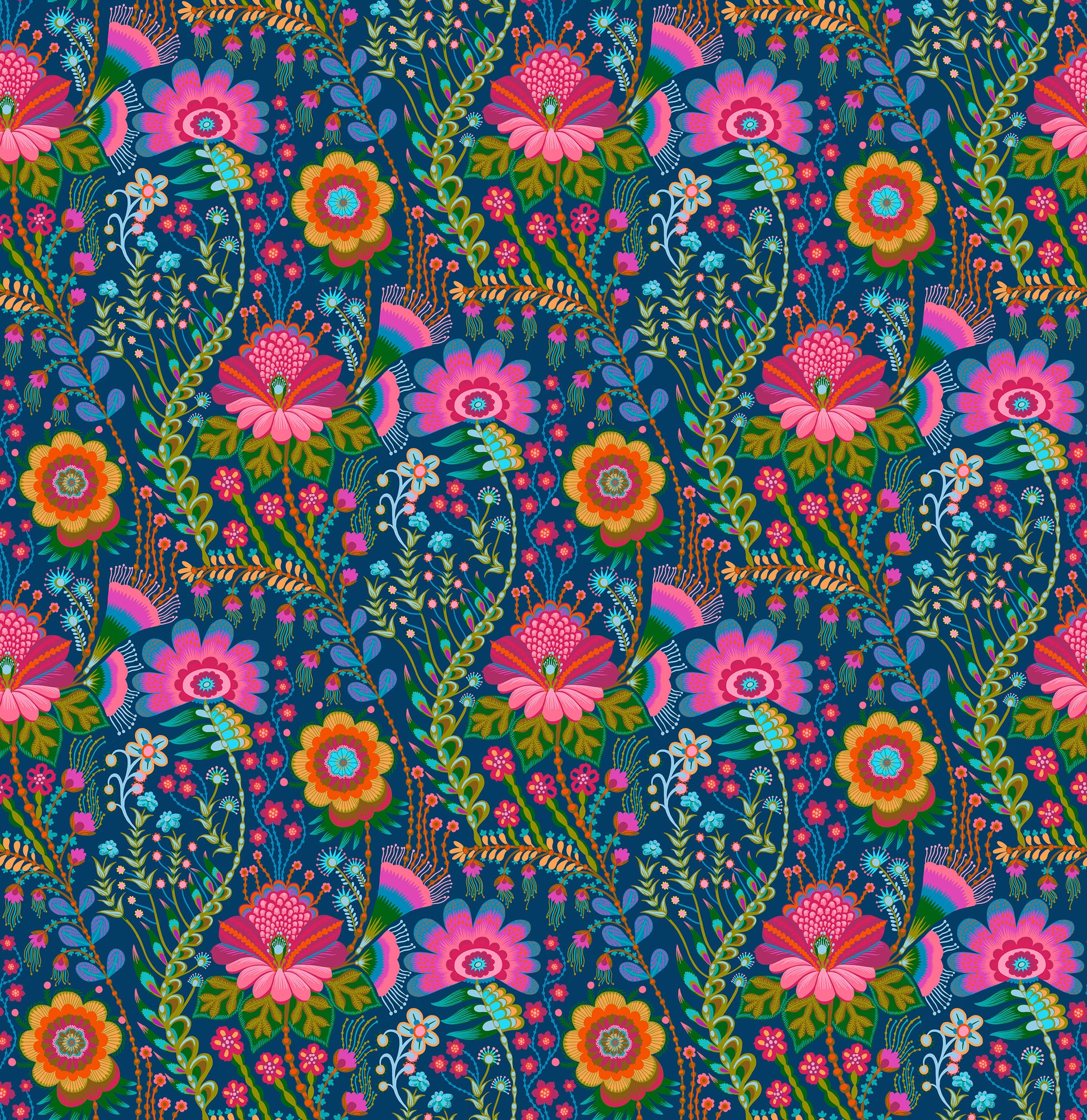 Seeking in Prussian quilting fabric, part of the Sunseekers fabric collection by Anna Maria Textiles (SKU: AMT197-69C)
