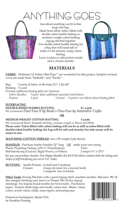 Anything Goes Tote Pattern by Aunties Two Patterns