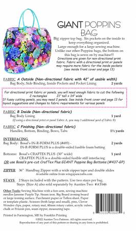Aunties two poppins bag pattern hotsell