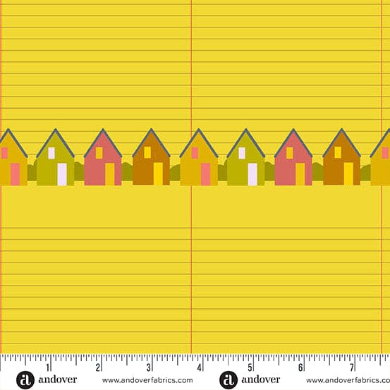 Canary Pen Pal quilting fabric, part of the Camp Kitschy Lala fabric collection by Alison Glass (SKU: A-1714-Y)