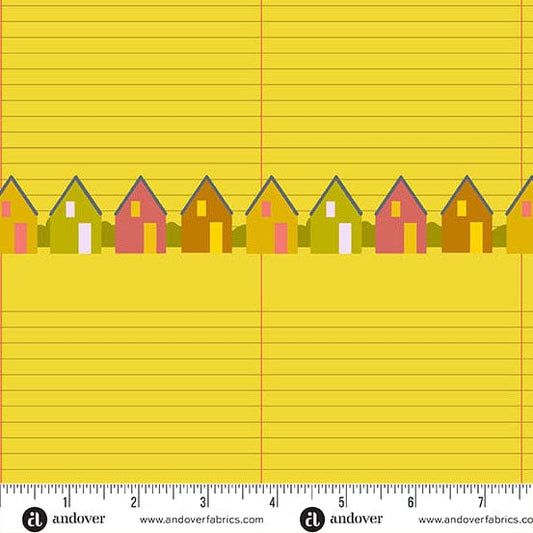 Canary Pen Pal quilting fabric, part of the Camp Kitschy Lala fabric collection by Alison Glass (SKU: A-1714-Y)