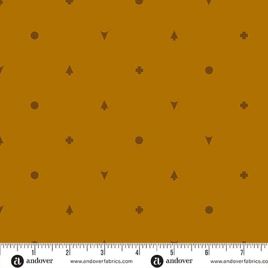 Ginger Symbolic quilting fabric, part of the Camp Kitschy Lala fabric collection by Alison Glass (SKU: A-1718-N)