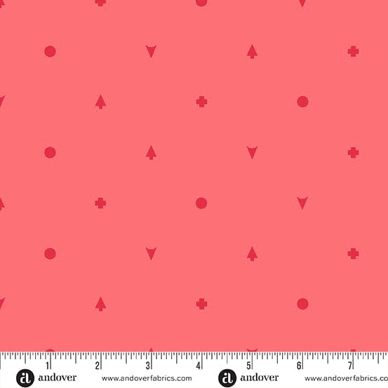 Strawberry Symbolic quilting fabric, part of the Camp Kitschy Lala fabric collection by Alison Glass (SKU: A-1718-R)