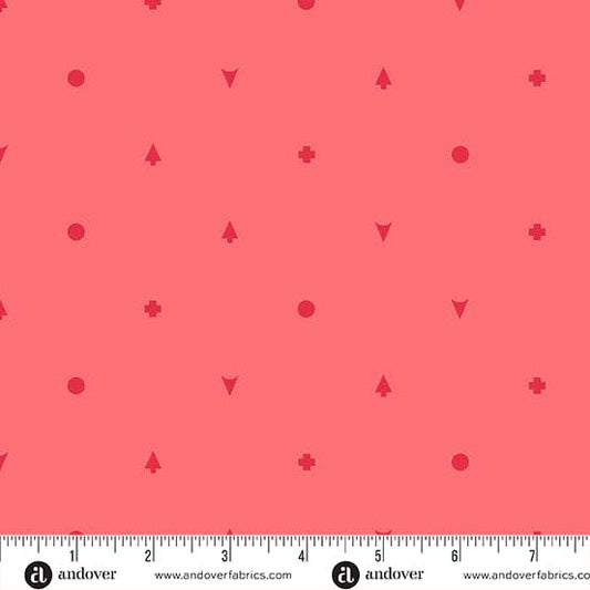 Strawberry Symbolic quilting fabric, part of the Camp Kitschy Lala fabric collection by Alison Glass (SKU: A-1718-R)