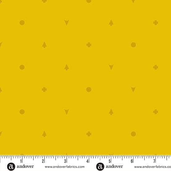 Sunshine Symbolic quilting fabric, part of the Camp Kitschy fabric collection by Alison Glass (SKU: A-1718-Y)