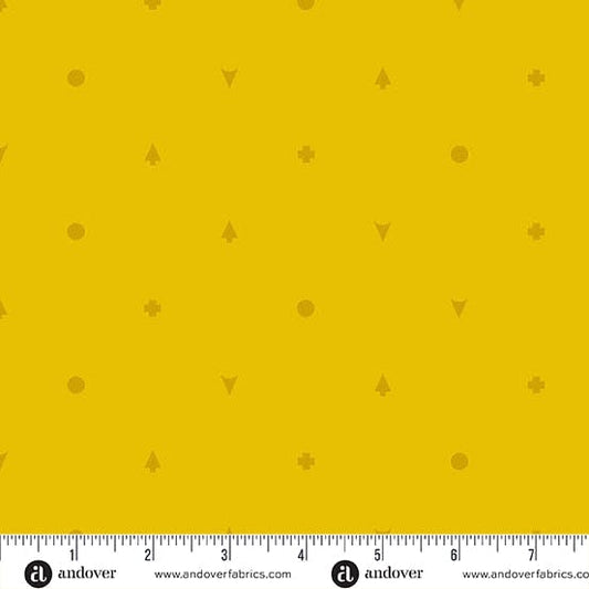 Sunshine Symbolic quilting fabric, part of the Camp Kitschy fabric collection by Alison Glass (SKU: A-1718-Y)