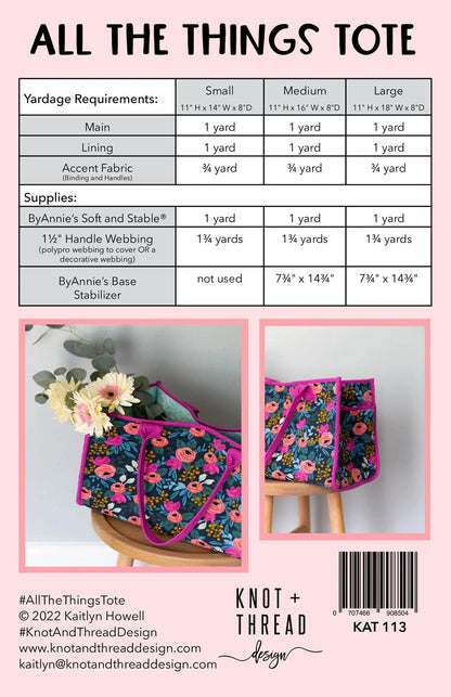 All the Things Tote - Knot and Thread Designs - KAT 113 - Printed Pattern