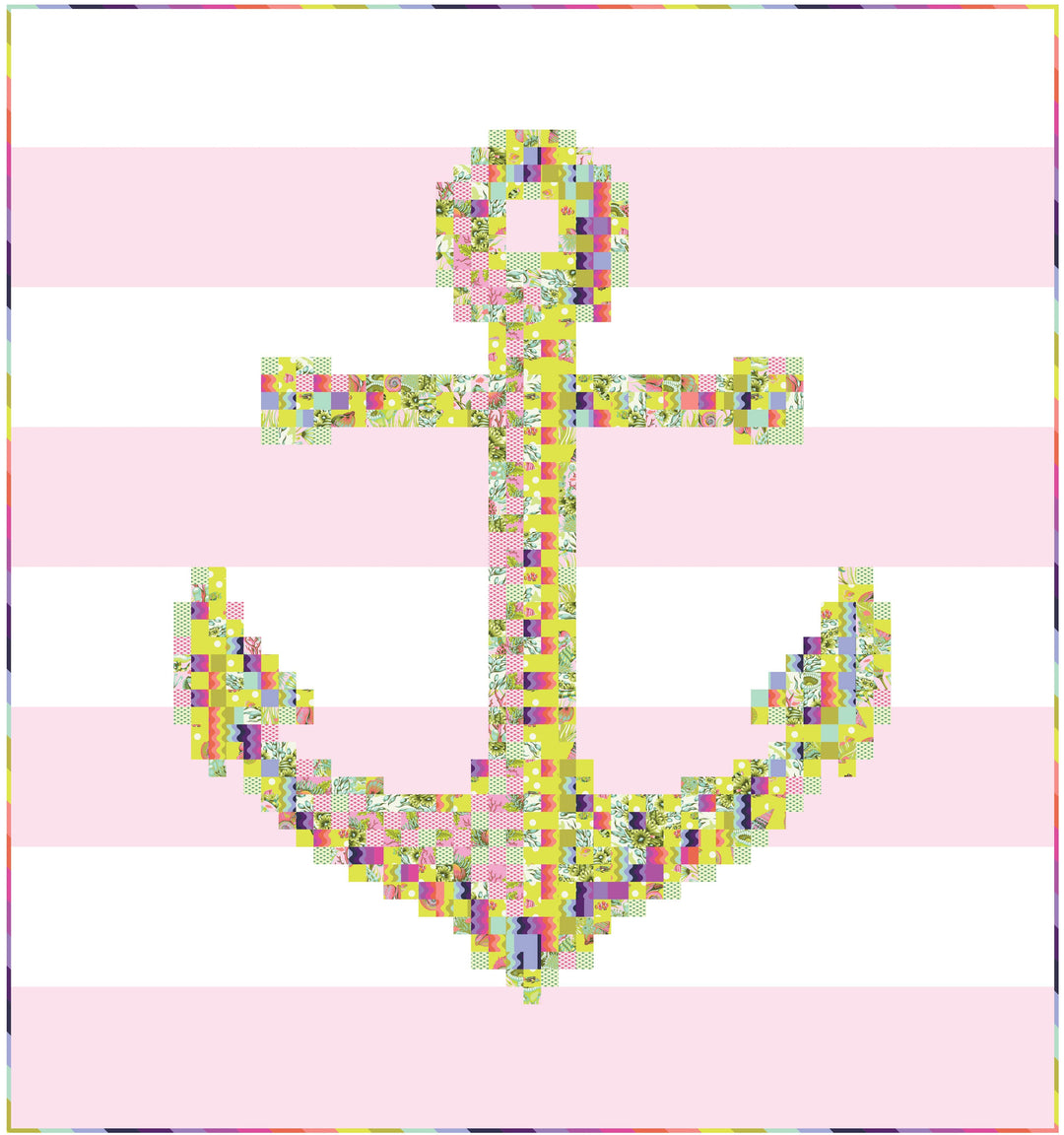 Anchors Away Quilt Kit, Coralline version, part of the Floral Reef Collection by Tula Pink, SKU KIT-FR-AA-2