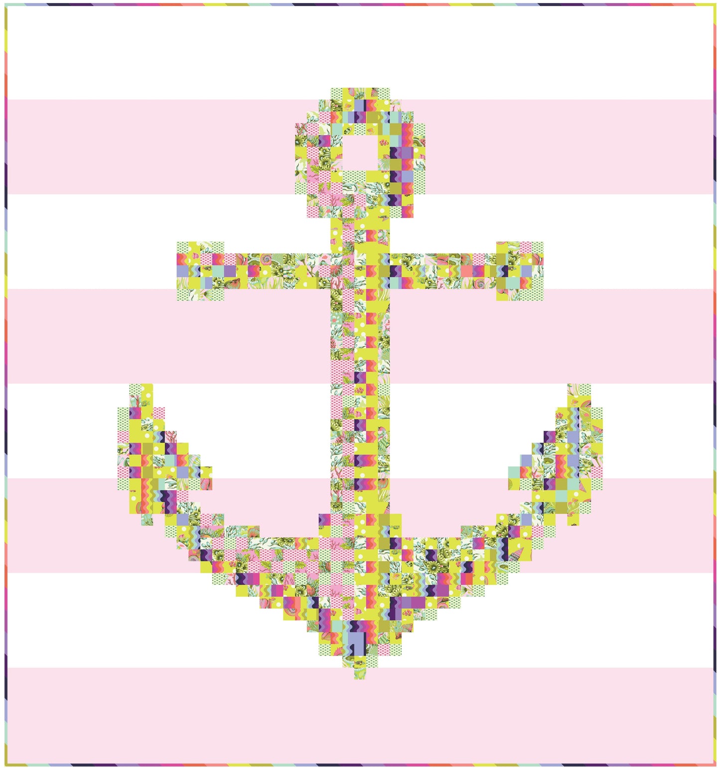 Anchors Away Quilt Kit, Coralline version, part of the Floral Reef Collection by Tula Pink, SKU KIT-FR-AA-2