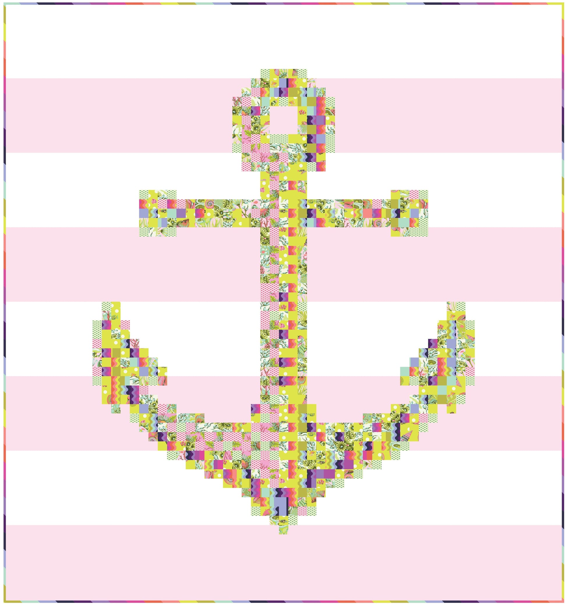 Anchors Away Quilt Kit, Coralline version, part of the Floral Reef Collection by Tula Pink, SKU KIT-FR-AA-2