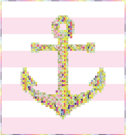 Anchors Away Quilt Kit, Coralline version, part of the Floral Reef Collection by Tula Pink, SKU KIT-FR-AA-2