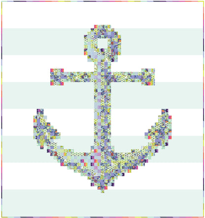 Anchors Away Quilt Kit, Marine version. Part of the Floral Reef Collection by Tula Pink, SKU KIT-FR-AA-3
