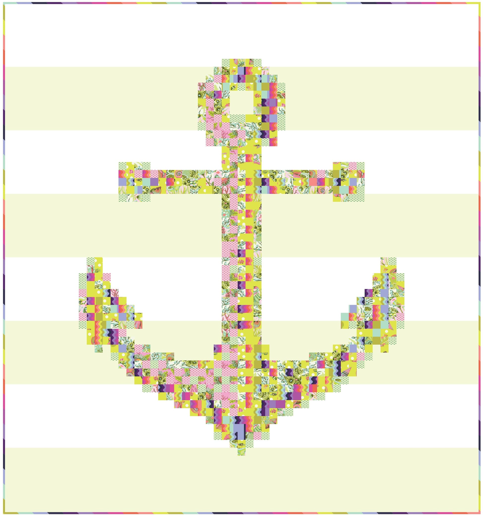 Anchors Away Quilt Kit, Seagrass version, part of the Floral Reef Collection by Tula Pink, SKU KIT-FR-AA-1
