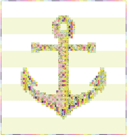 Anchors Away Quilt Kit, Seagrass version, part of the Floral Reef Collection by Tula Pink, SKU KIT-FR-AA-1

