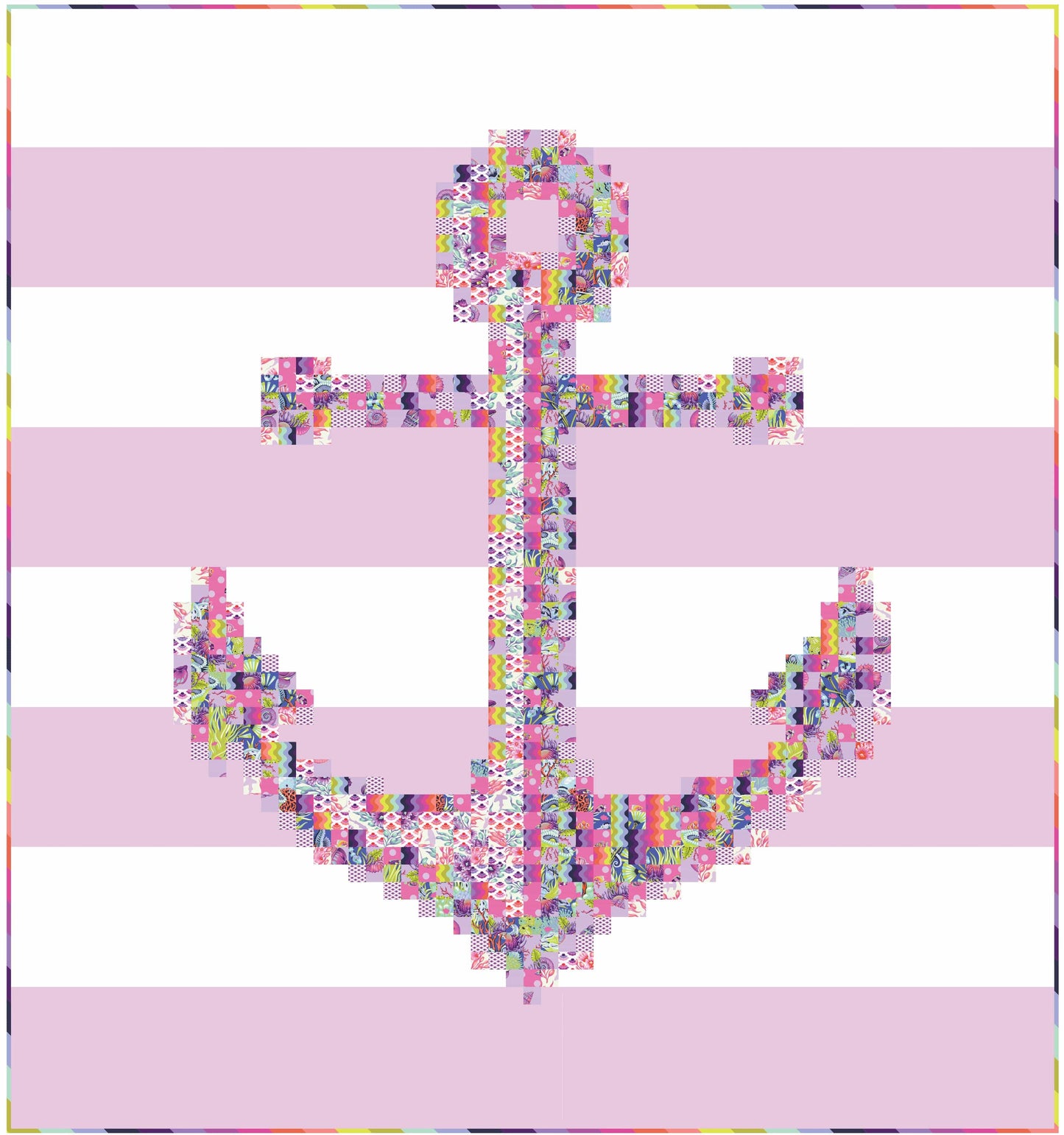 Anchors Away Quilt Kit, Ultraviolet version, part of the Floral Reef Collection by Tula Pink, SKU KIT-FR-AA-4