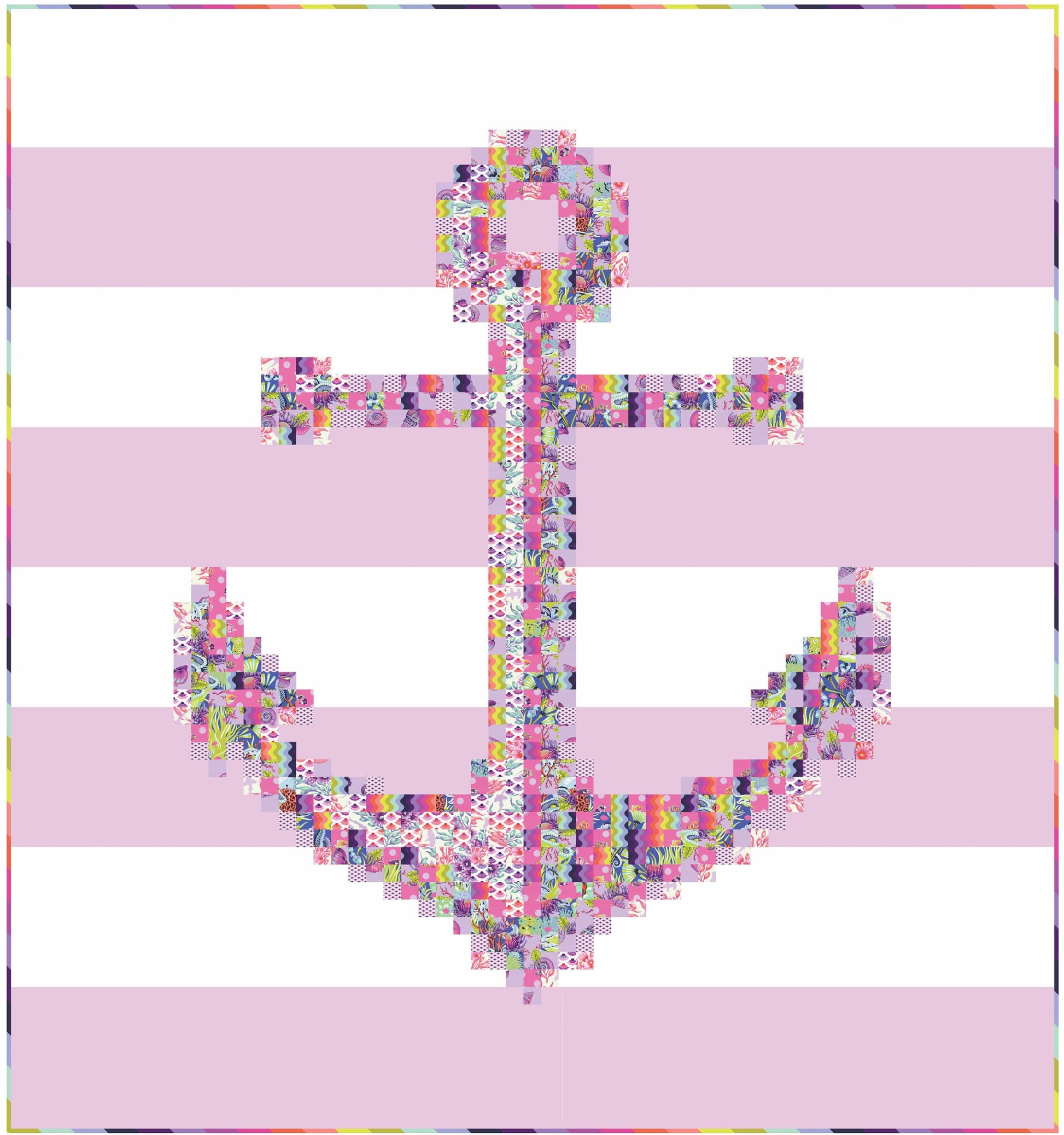 Anchors Away Quilt Kit, Ultraviolet version, part of the Floral Reef Collection by Tula Pink, SKU KIT-FR-AA-4