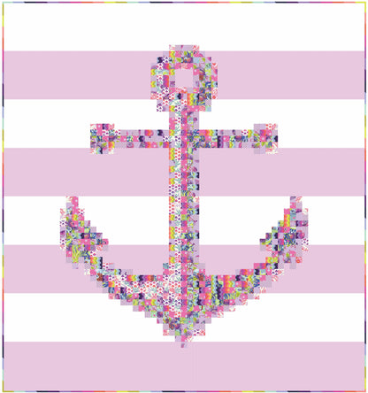 Anchors Away Quilt Kit, Ultraviolet version, part of the Floral Reef Collection by Tula Pink, SKU KIT-FR-AA-4