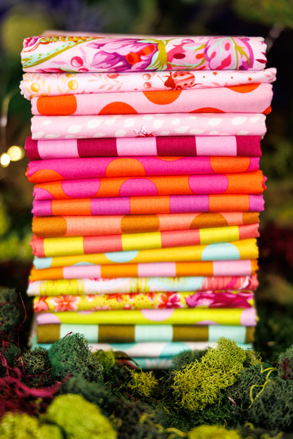 Down to Earth + True Colors Sticks and Stones WARM HALF YARD BUNDLE by Tula Pink, 18 pieces (Preorder)