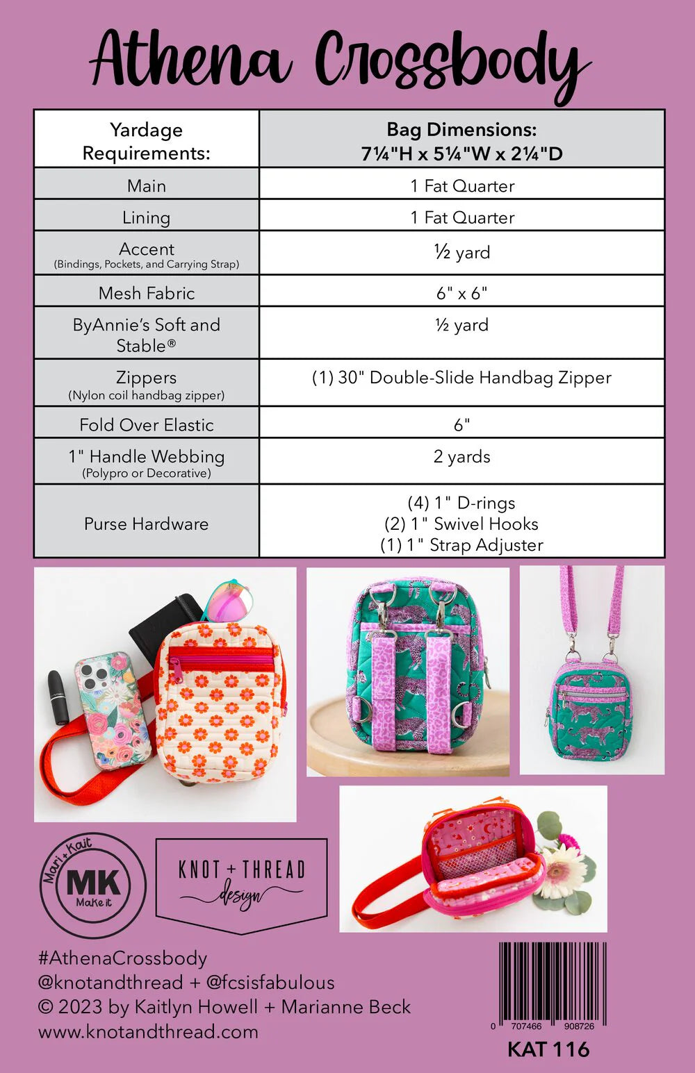 Athena Crossbody - Knot and Thread Designs - KAT 116 - Printed Pattern