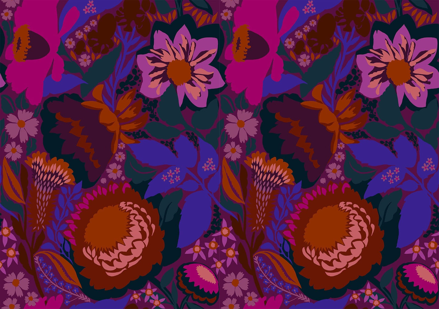 A closeup shot of the quilting fabric pattern called Shadows, designed by Anna Maria Horner, in the plum colorway. The SKU is BAMT134-84.