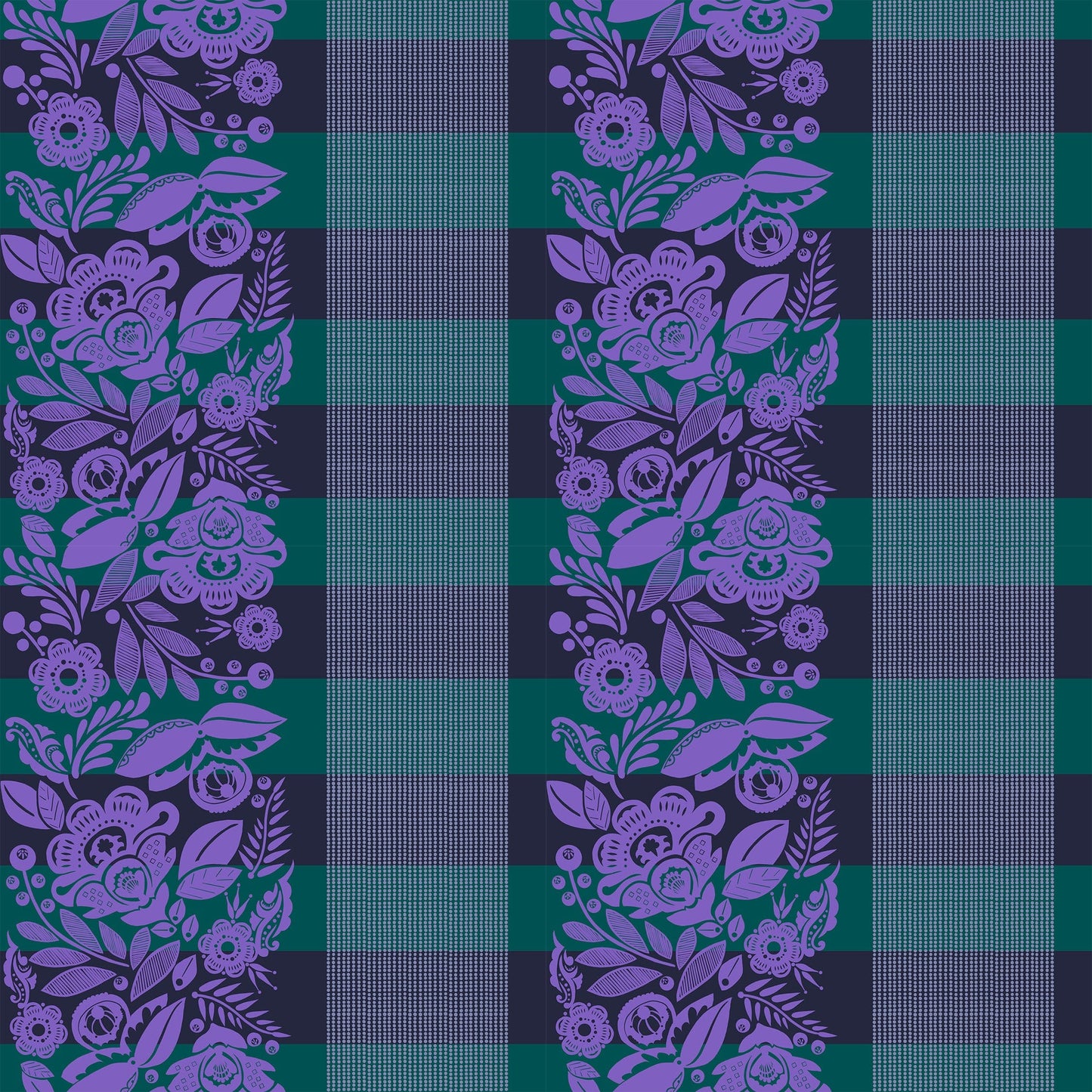 A closeup shot of the quilting fabric pattern called Festival, designed by Anna Maria Parry, in the ocean colorway. The SKU is BAMT141-82.