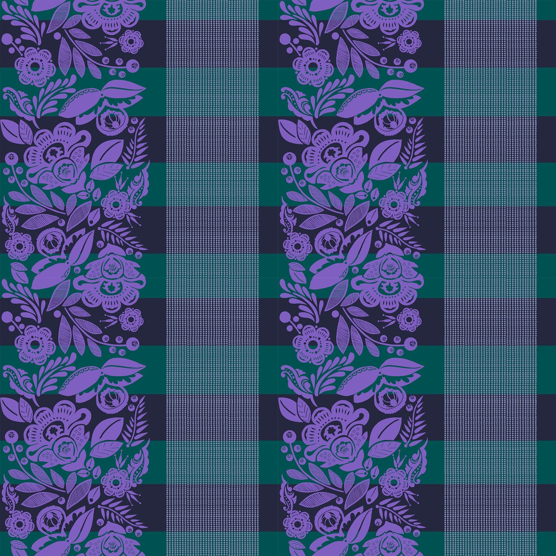 A closeup shot of the quilting fabric pattern called Festival, designed by Anna Maria Parry, in the ocean colorway. The SKU is BAMT141-82.