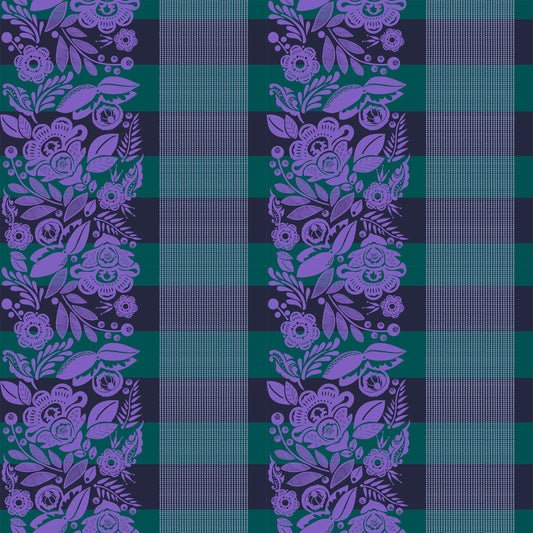 A closeup shot of the quilting fabric pattern called Festival, designed by Anna Maria Parry, in the ocean colorway. The SKU is BAMT141-82.