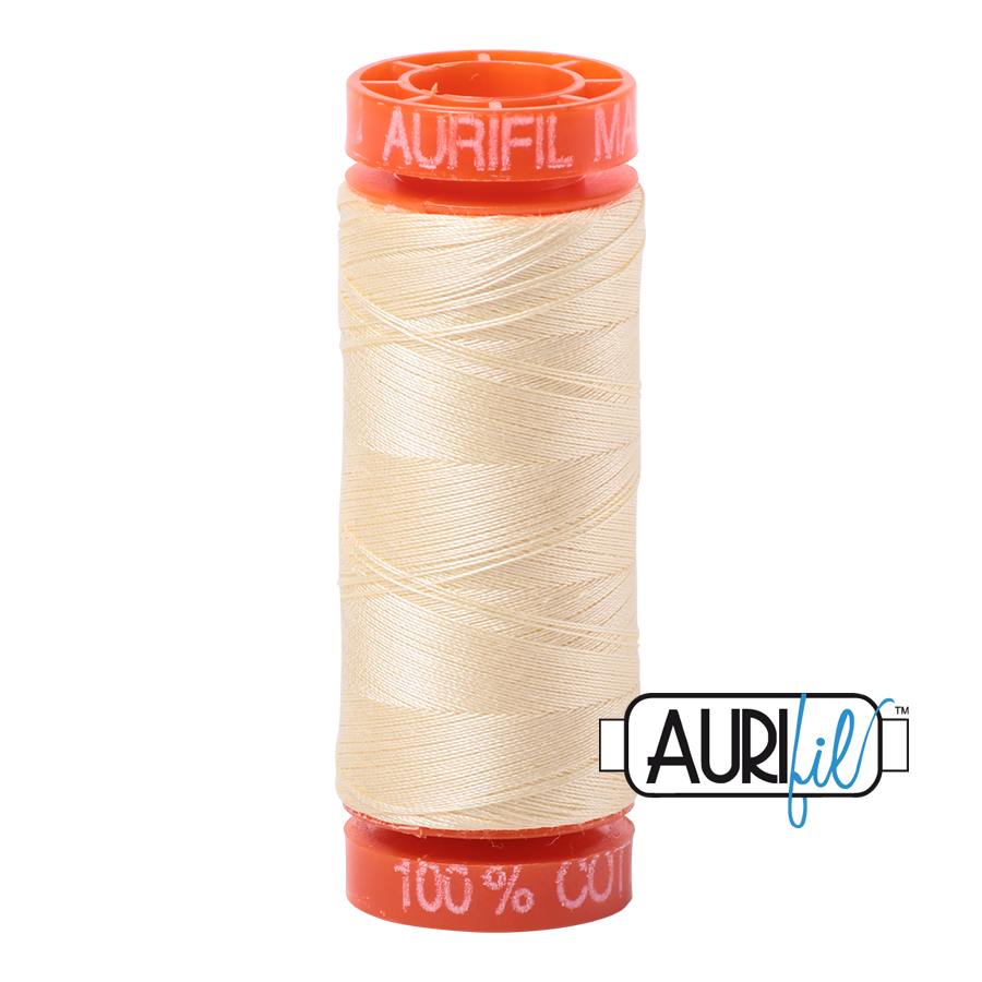 Aurifil Cotton Mako Thread - 50wt - 220m Spool - Light Lemon - BMK50 2110
