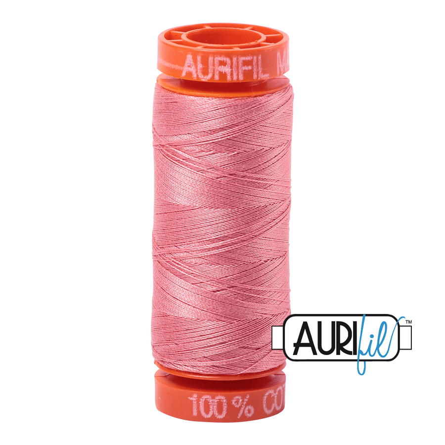 Aurifil Cotton Mako Thread - 50wt - 200m Spool - Peachy Pink - MK50SP200-2435