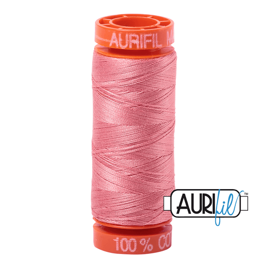 Aurifil Cotton Mako Thread - 50wt - 200m Spool - Peachy Pink - MK50SP200-2435
