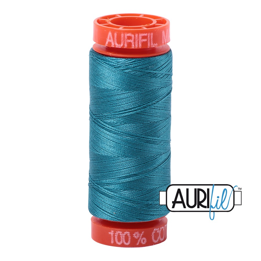 Aurifil Cotton Mako Thread - 50wt - 220m Spool - Dark Turquoise - BMK50 4182