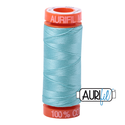 Aurifil Cotton Mako Thread - 50wt - 200m Spool - Light Turquoise - MK50SP200-5006