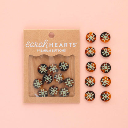 Sarah Hearts - Premium Buttons - Quilt Star Small 5/8" Buttons - BT09