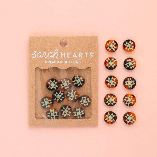 Sarah Hearts - Premium Buttons - Quilt Star Small 5/8" Buttons - BT09