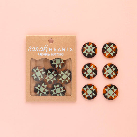 Sarah Hearts - Premium Buttons - Quilt Star Large 1" Buttons - BT10