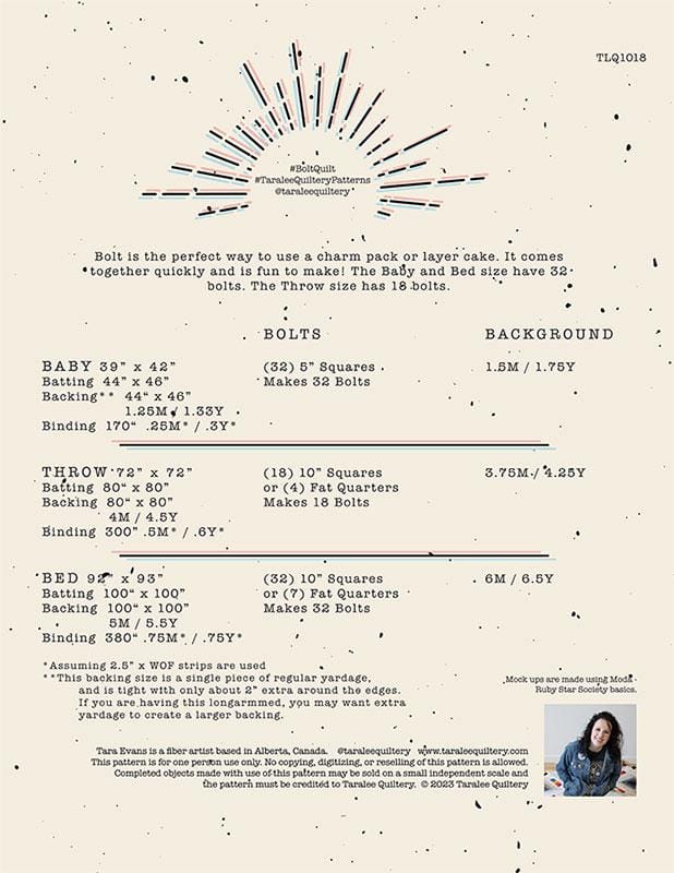 Bolt - Quilt Pattern - Taralee Quiltery - TLQ 1018 - Paper Pattern