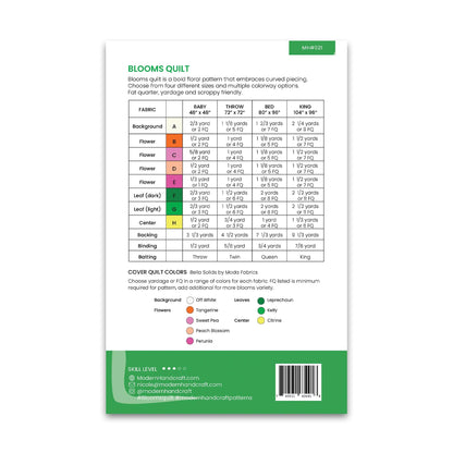 Blooms Quilt Pattern - Modern Handcraft - MH 021 - Printed Pattern