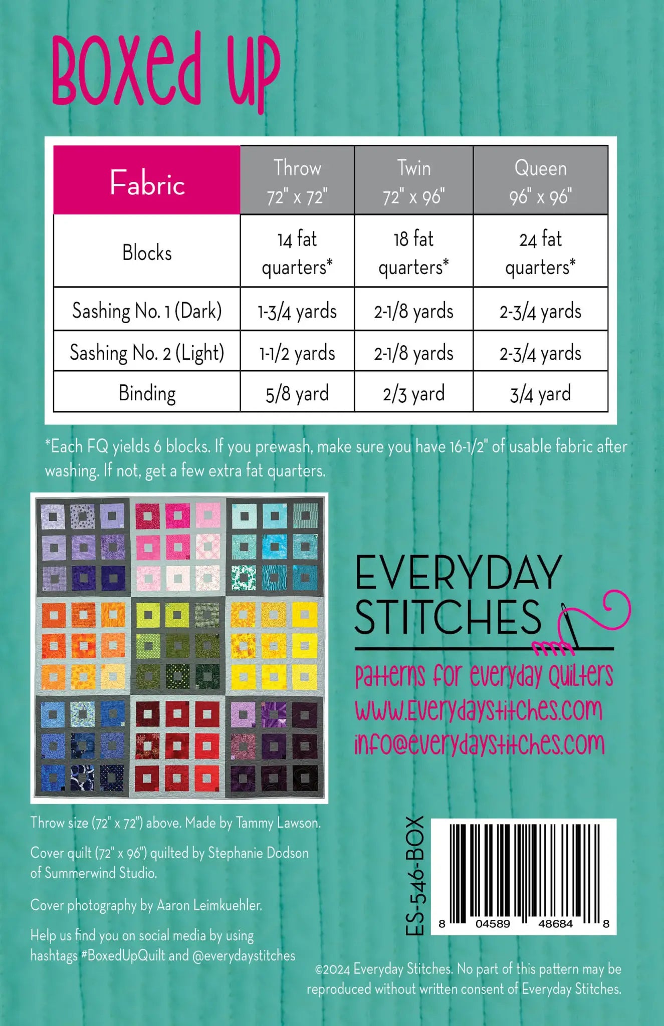 Boxed Up - Quilt Pattern - Everyday Stitches - ES 546BOX - Paper Pattern