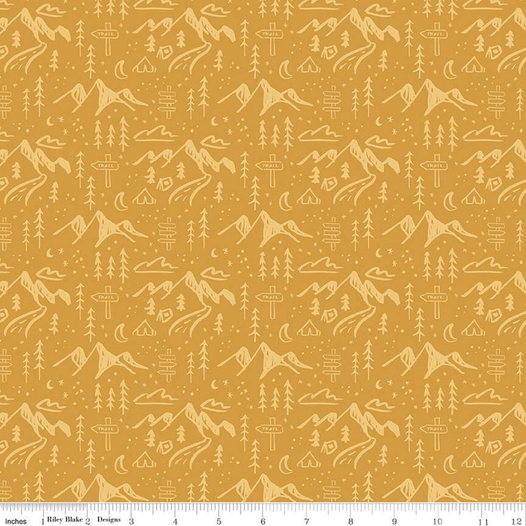 PREORDER - Albion - Mountains in Gold - Amy Smart - C14592-GOLD - Half Yard